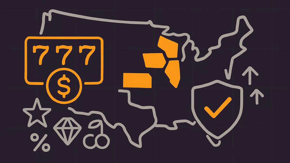 Map illustration of state-by-state real money online casino regulation across the USA